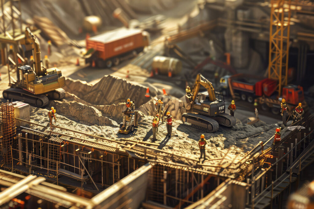 työmaa, jossa koneita